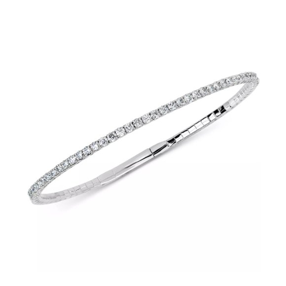 1.25 Ct. tw. Round Cut Diamond Tennis Bracelet 7" 14K White Gold - Picture 1 of 4